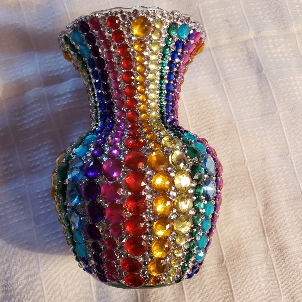 Rainbow rhinestone vase - Picture 3 of 8